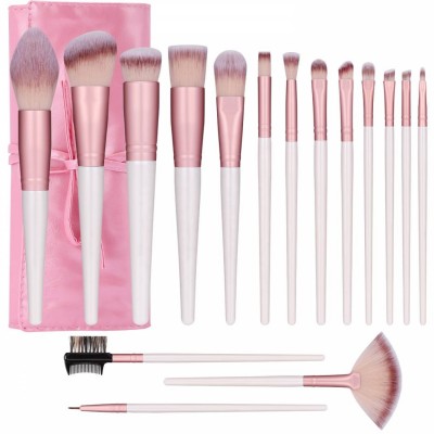 BS-MALL Quality Makeup Cosmetic Brushes OEM&ODM Private Label Makeup Brush Set 16pcs Luxury Pink Makeup Brushes With Bag