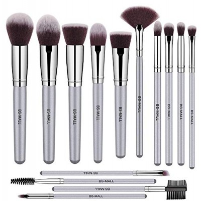 Wholesale 14PCS BS-MALL silver make up brushes 14pcs pinceles de maquillaje make-up brushes Amazon sliver make-up brushes