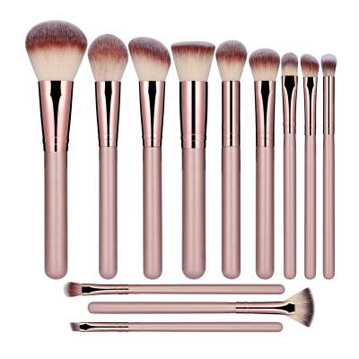 Wholesale BS-MALL 12PCS Champagne Pink Foundation Blending Blush Eyeliner Face Powder Brush Makeup Brush Kit