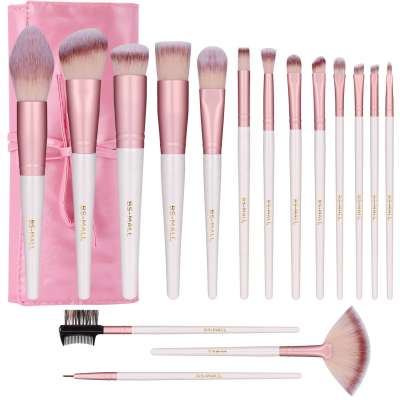 BS-MALL white make up brushes set 16pcs custom logo pro makeup brush with brush bag