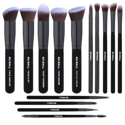 High end cosmetic brush tool black 14pcs private label face makeup brush set free sample