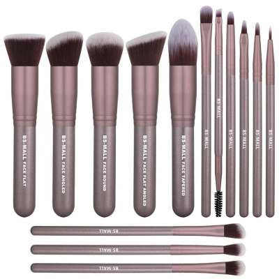 BS-MALL purple cosmetic brush wholesale makeup brushes set 14pcs custom logo makeup brushes kit wholesale