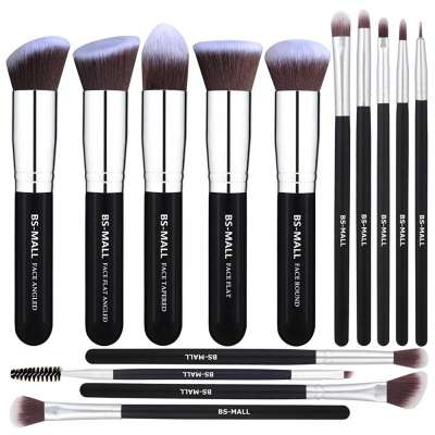 BS-MALL 14pcs Black Makeup Brush pinceaux maquillage OEM Factory Price makeup brush manufacture