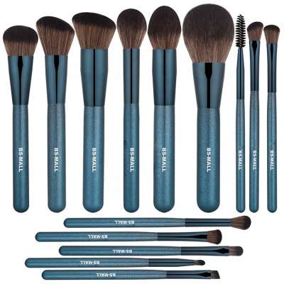 High quality makeup brush 14pcs bs- mall professional make up brushes kit private logo blue makeup brushes set