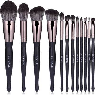 Wholesale 12 PCS Black Cosmetic Make Up Brush OEM available Unique Design Handle Makeup Brushes Set